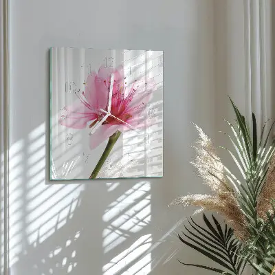 Glasuhr quadratisch Blume