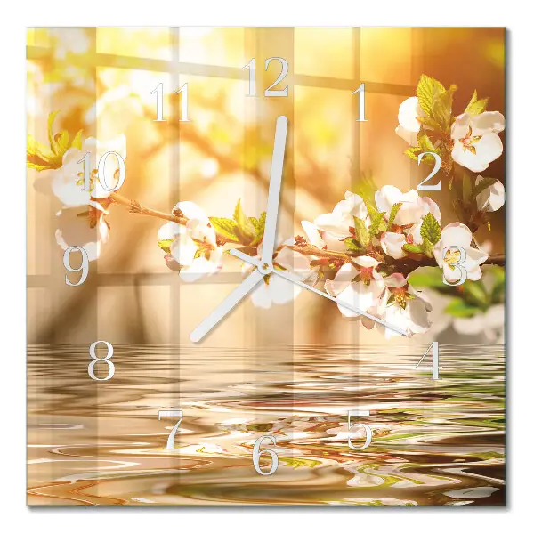 Quadratische wanduhr Blumen