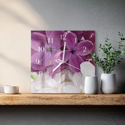 Wanduhr mit motiv quadratisch Blumen