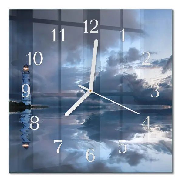 Quadratische wanduhr modern Leuchtturm