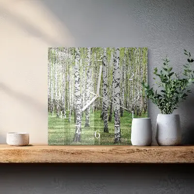 Glasuhr quadratisch Birke