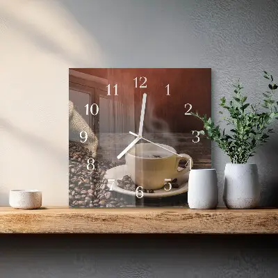 Quadratische wanduhr modern Kaffee