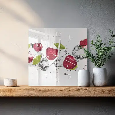 Quadratische wanduhr modern Himbeeren