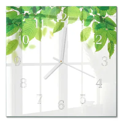 Quadratische wanduhr Blätter