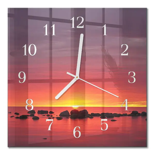 Glasuhr quadratisch Sonnenuntergang