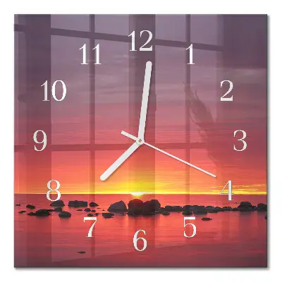 Glasuhr quadratisch Sonnenuntergang