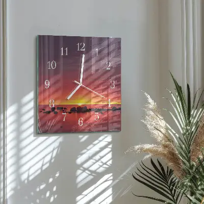 Glasuhr quadratisch Sonnenuntergang