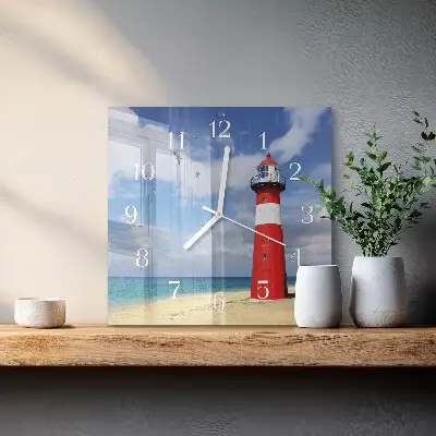 Quadratische wanduhr Leuchtturm