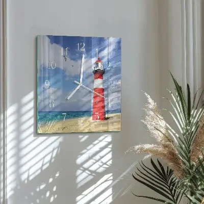 Quadratische wanduhr Leuchtturm