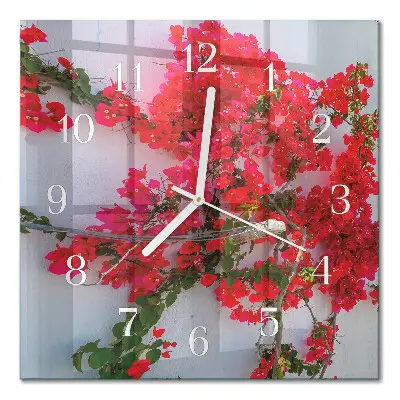 Quadratische wanduhr modern Blumen