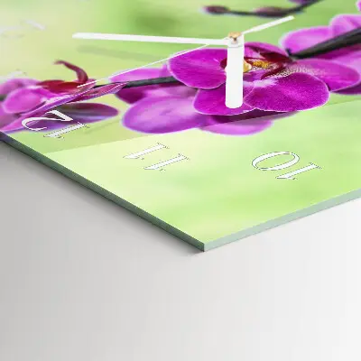 Glasuhr quadratisch Orchidee