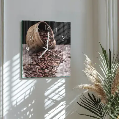 Quadratische wanduhr modern Kaffeebohnen