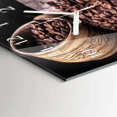 Quadratische wanduhr modern Kaffeebohnen