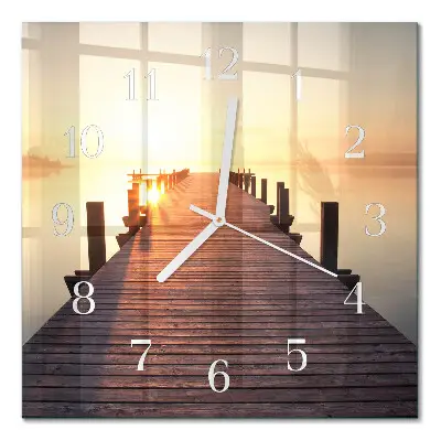 Wanduhr mit motiv quadratisch Brücke über den See