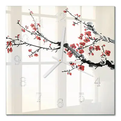 Moderne wanduhr quadratisch Blumen