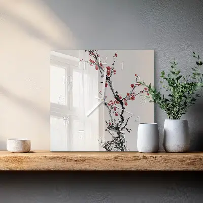 Quadratische wanduhr Blumen