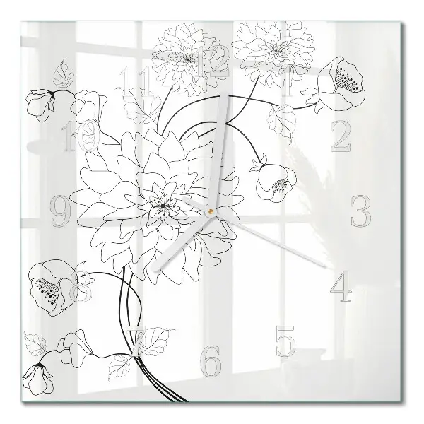 Glasuhr quadratisch Blumen