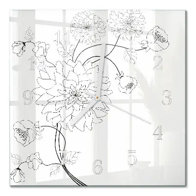 Glasuhr quadratisch Blumen