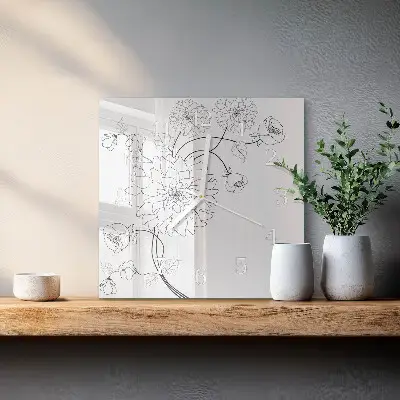 Glasuhr quadratisch Blumen