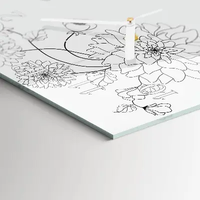 Glasuhr quadratisch Blumen