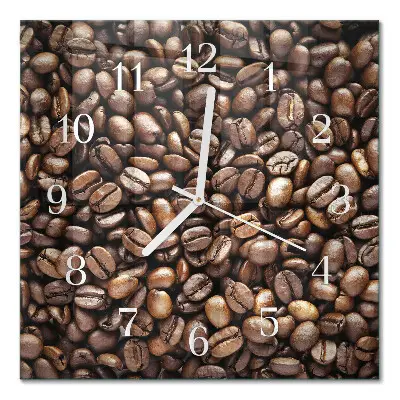 Quadratische wanduhr modern Kaffeebohnen