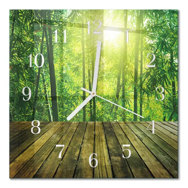 Quadratische wanduhr modern Bambus