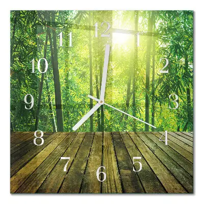 Quadratische wanduhr modern Bambus