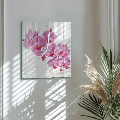 Moderne wanduhr quadratisch Orchidee