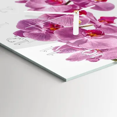 Moderne wanduhr quadratisch Orchidee