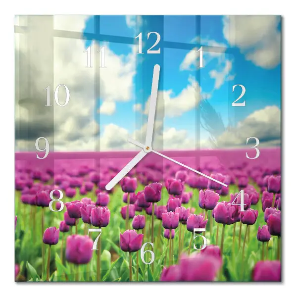 Wanduhr mit motiv quadratisch Tulpen