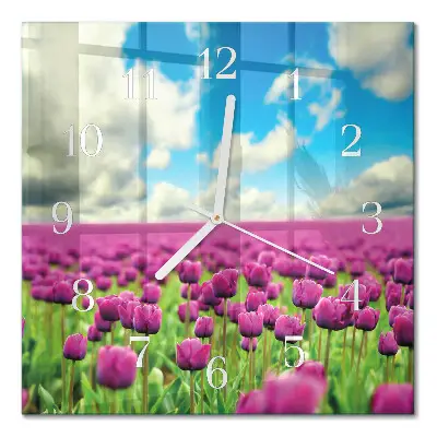 Wanduhr mit motiv quadratisch Tulpen