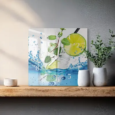 Moderne wanduhr quadratisch Limette und Minze
