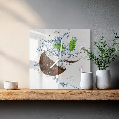 Wanduhr mit motiv quadratisch Kokosnuss