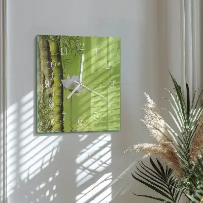 Glasuhr quadratisch Bambus