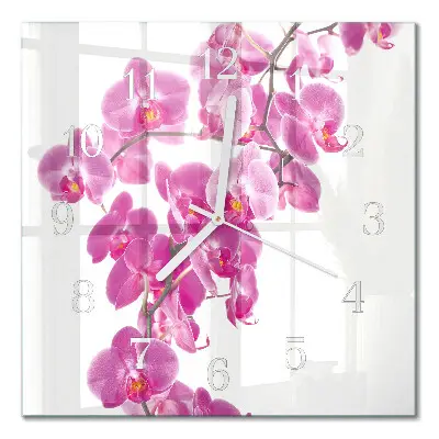 Quadratische wanduhr Orchidee
