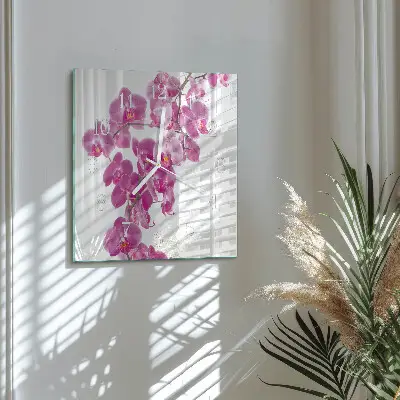 Quadratische wanduhr Orchidee