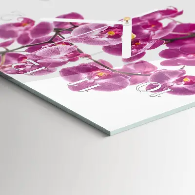 Quadratische wanduhr Orchidee