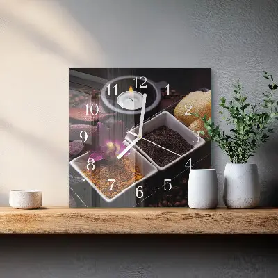 Moderne wanduhr quadratisch Orchidee