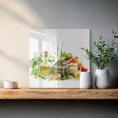 Glasuhr quadratisch Pasta mit Olivenöl