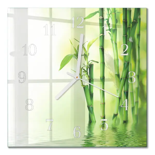 Quadratische wanduhr Bambus