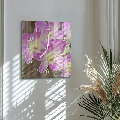 Quadratische wanduhr modern Blumen