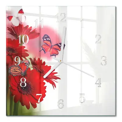 Moderne wanduhr quadratisch Gerbera
