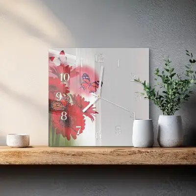 Moderne wanduhr quadratisch Gerbera