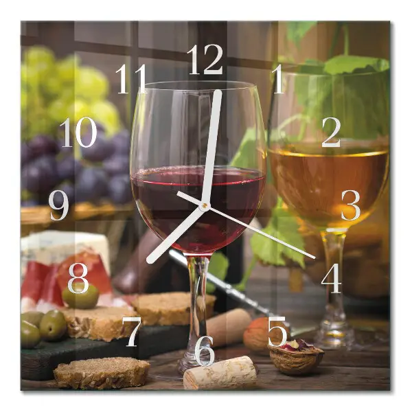 Quadratische wanduhr modern Gläser Wein