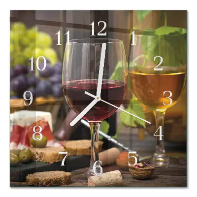 Quadratische wanduhr modern Gläser Wein