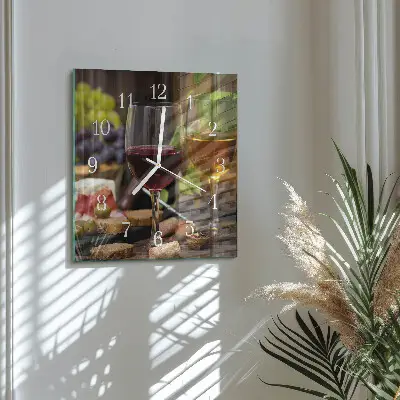 Quadratische wanduhr modern Gläser Wein