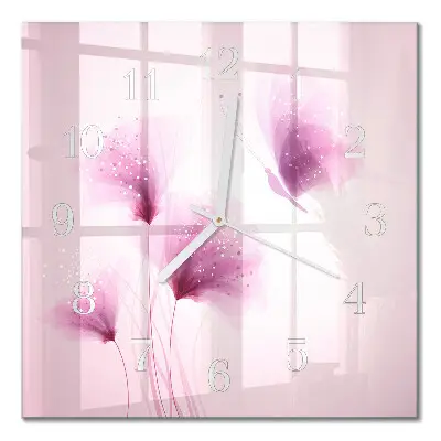 Glasuhr quadratisch Blumen