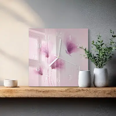 Glasuhr quadratisch Blumen