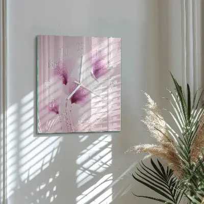 Glasuhr quadratisch Blumen