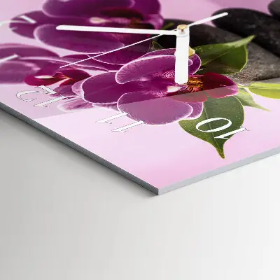 Glasuhr quadratisch Orchidee